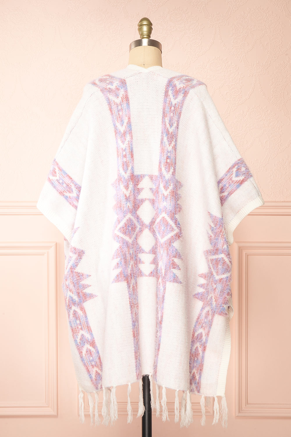 Arwen White Poncho w/ Pastel Print | Boutique 1861 back view