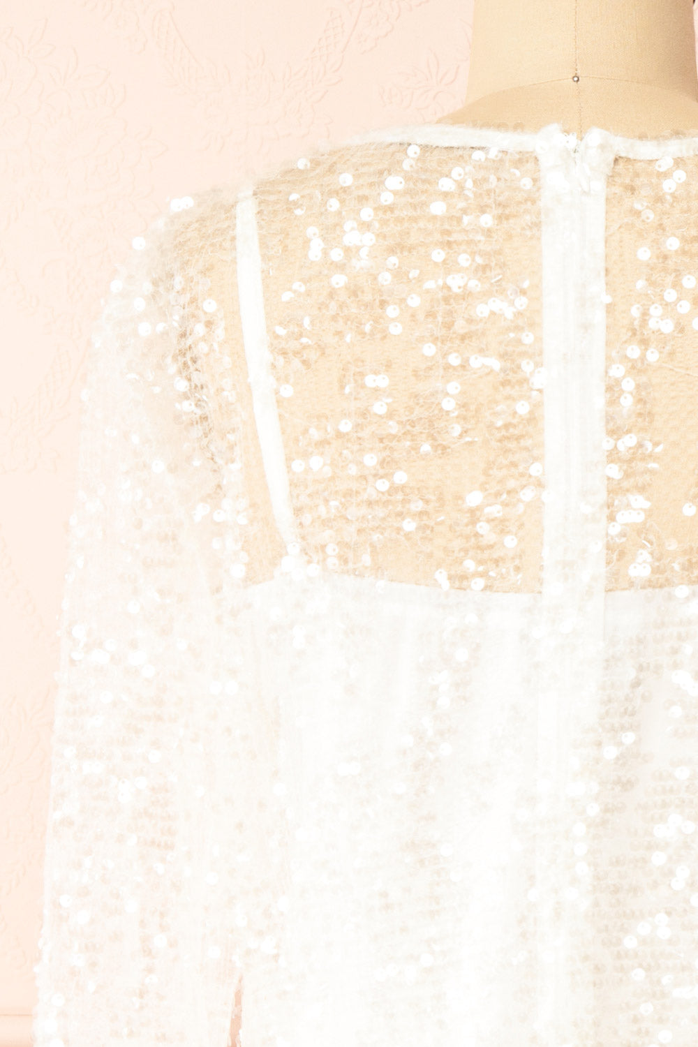 Asael Ivory Short Long-Sleeved Sequin Dress | Boutique 1861 back