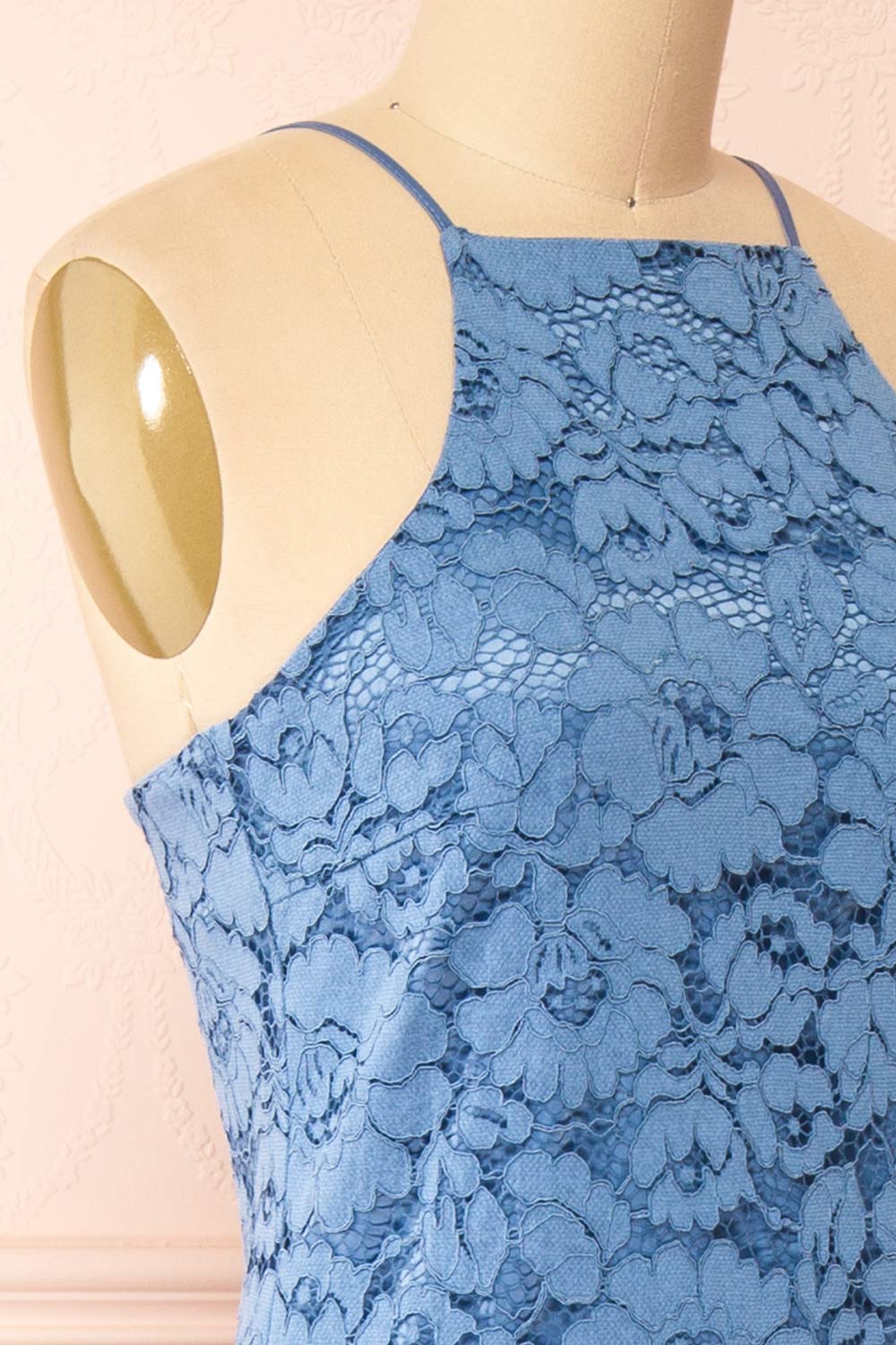 Ashley Blue Midi Straight Lace Dress | Boutique 1861 side
