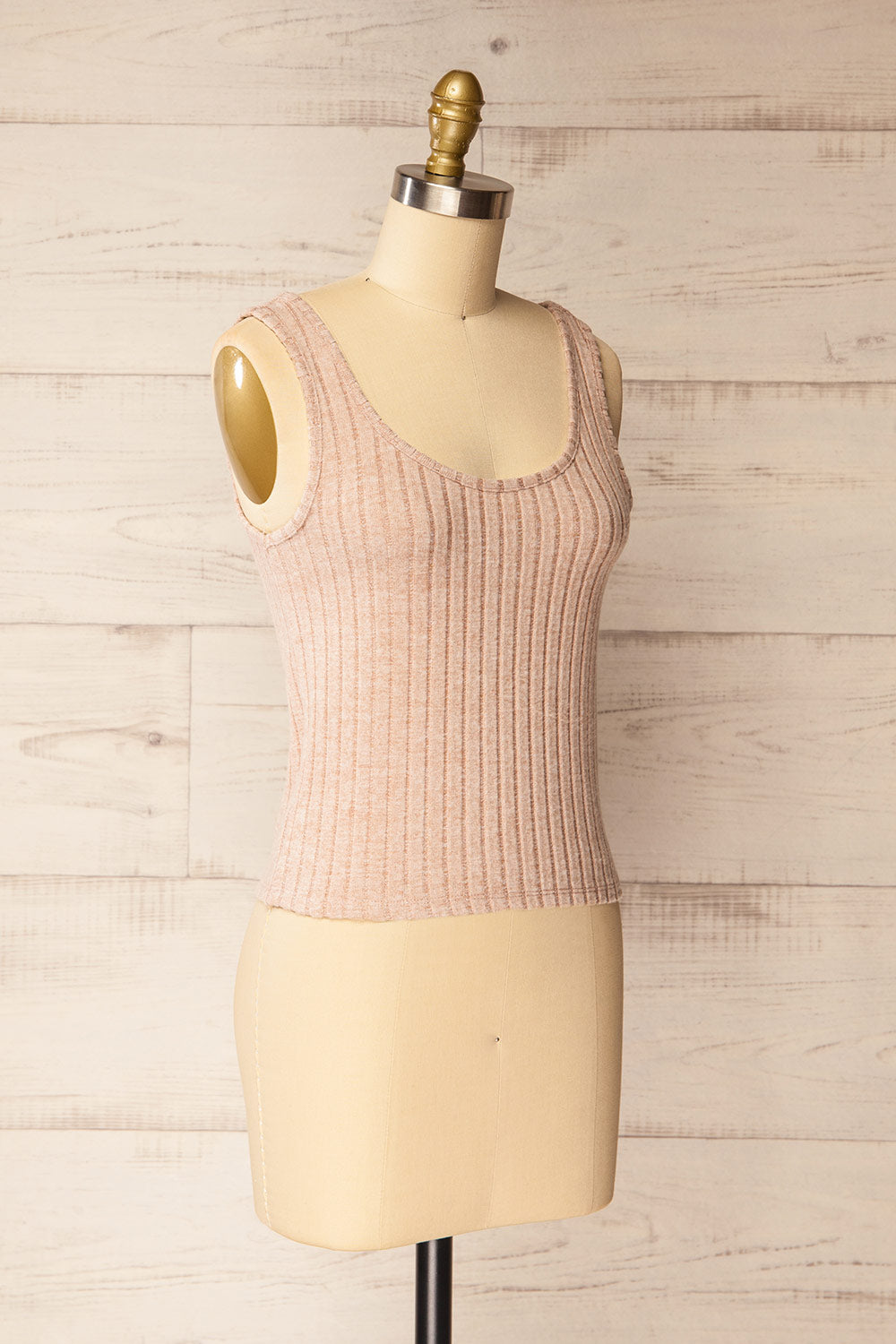 Assouan Beige Soft Ribbed Knit Tank Top | La petite garçonne side view