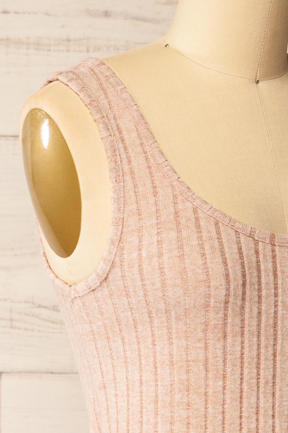Assouan Beige Soft Ribbed Knit Tank Top | La petite garçonne side