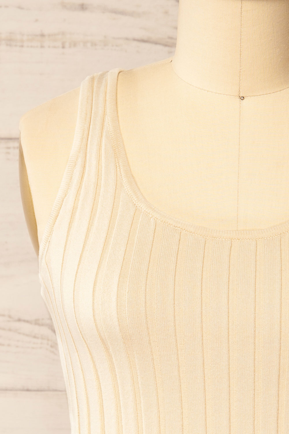Astam Beige Ribbed Peplum Top | La petite garçonne front