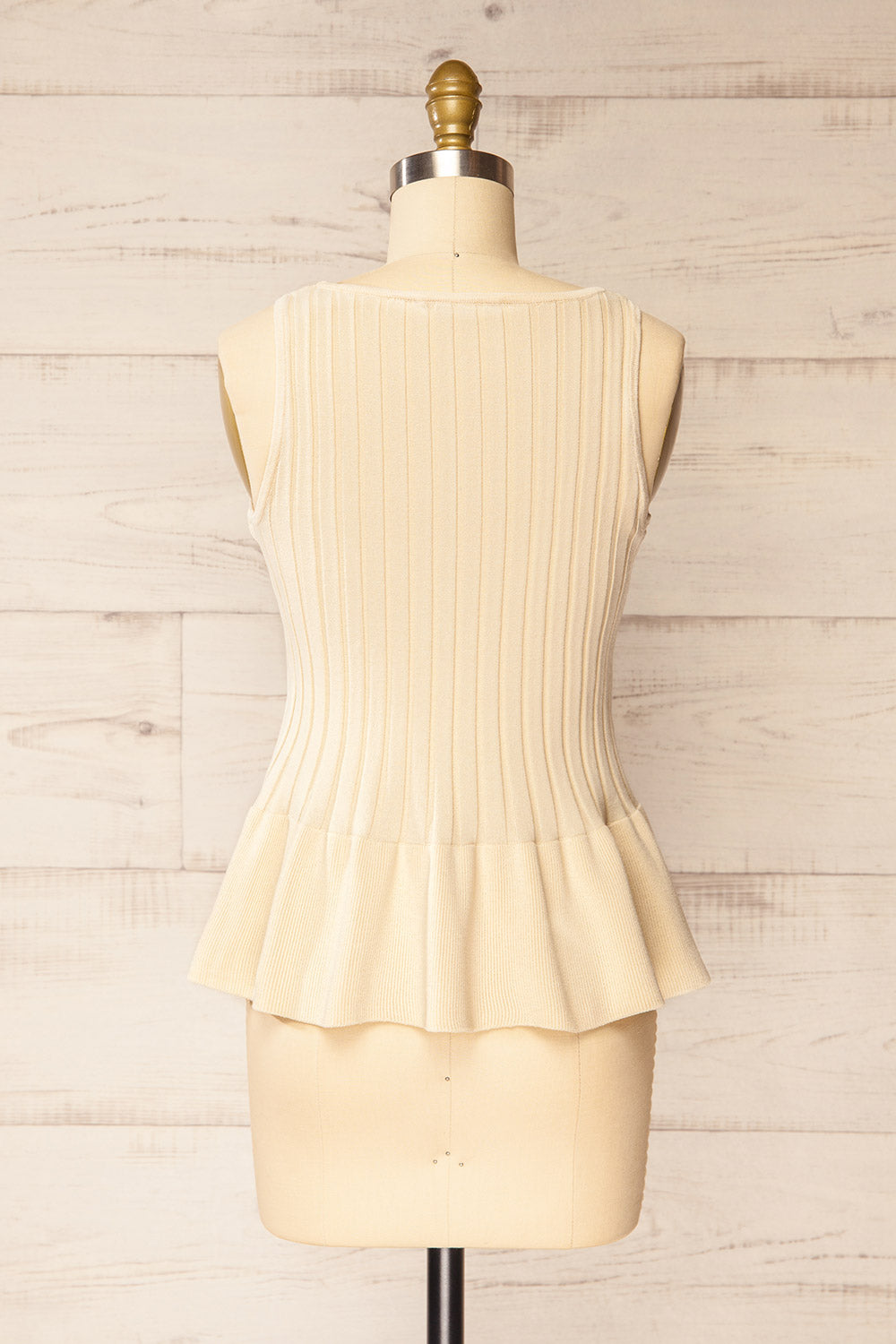 Astam Beige Ribbed Peplum Top | La petite garçonne back view