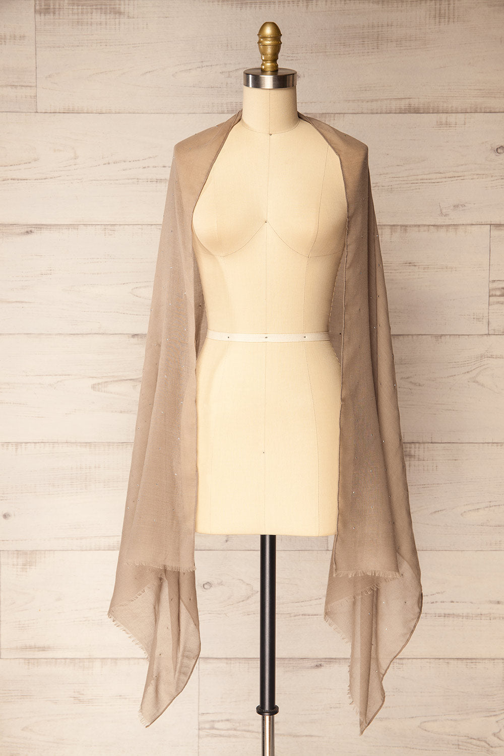 Astelia Taupe Scarf with Silver Studs | La petite garçonne shawl