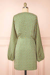 Asterix Short Patterned Wrap Dress w/ Long Sleeves | Boutique 1861  back view
