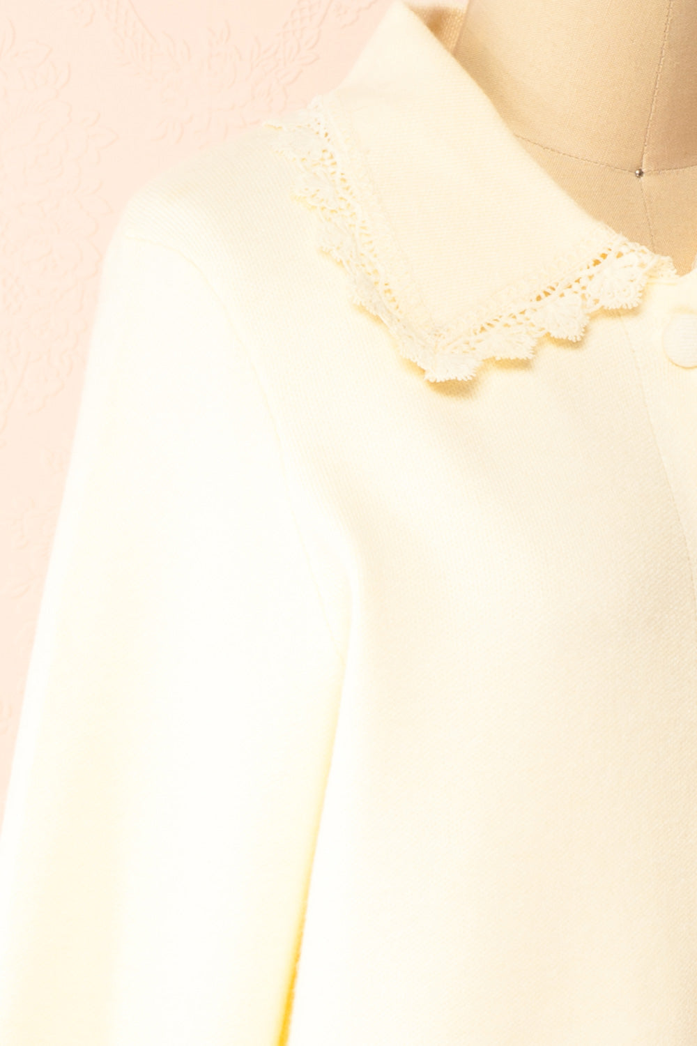 Athenais Cream Cardigan w/ Lace Trim | Boutique 1861 side