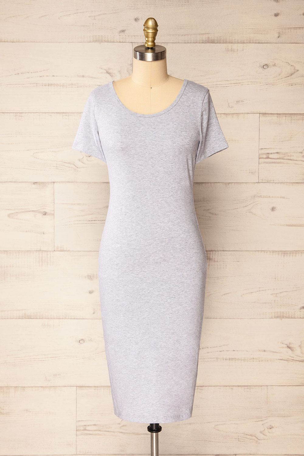 Athens Grey Short Sleeve Fitted Midi Dress | La petite garonne X-Large Athens Grey Short Sleeve Fitted Midi Dress | La petite garonne X-Large