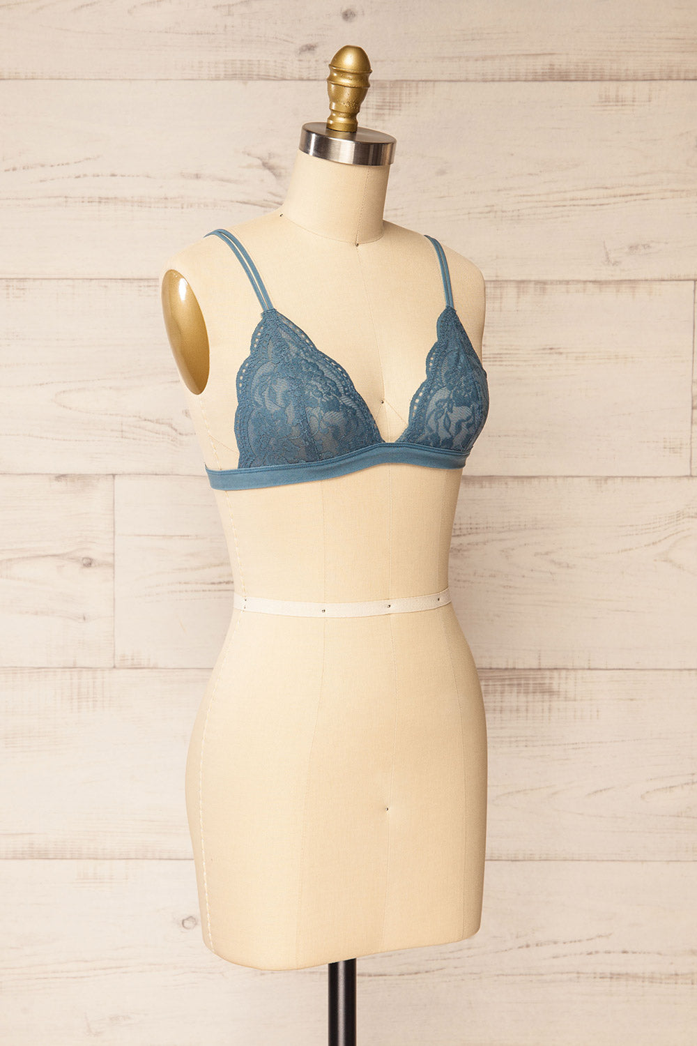Ati Blue-Grey Lace Bralette | La petite garçonne side view