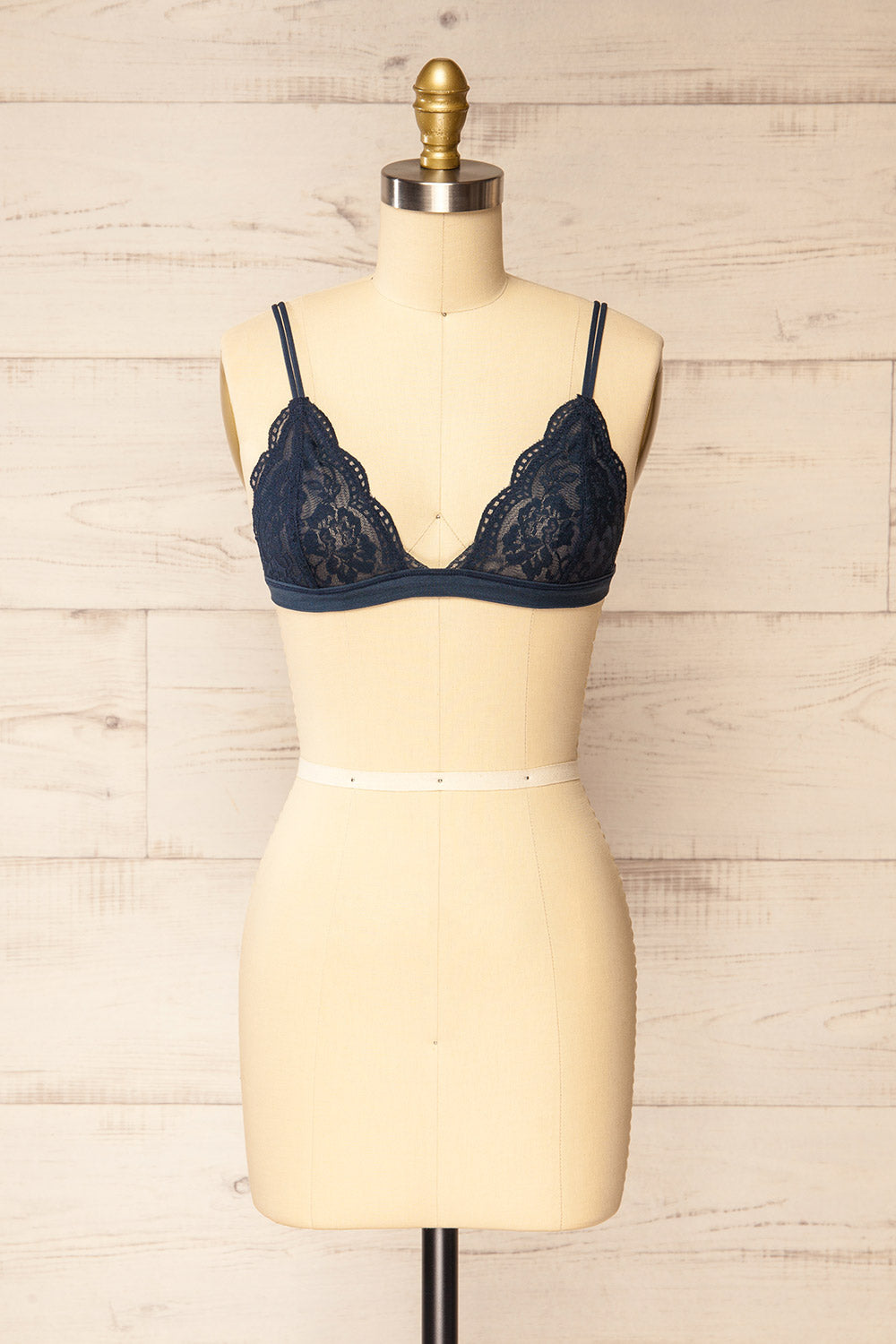 Ati Navy Lace Bralette | La petite garçonne front view