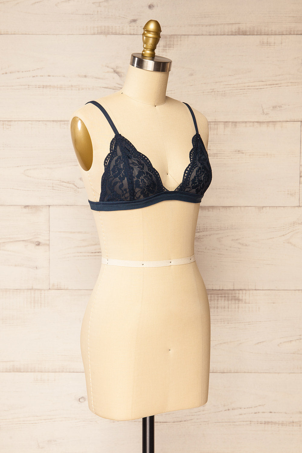 Ati Navy Lace Bralette | La petite garçonne side view