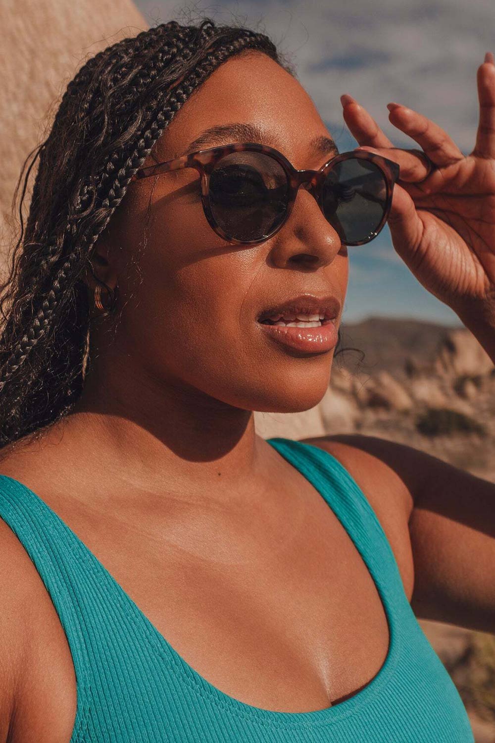 Nana the Brand Atoka Tortoise Shell Round Sunglasses