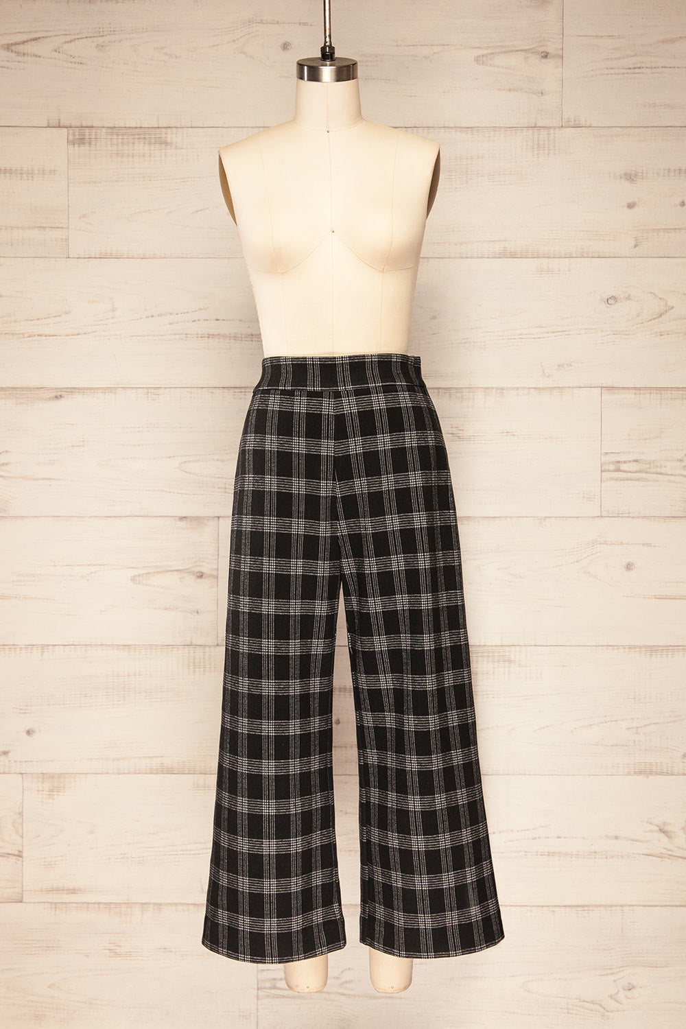 Auckland Plaid Felt Wide-Leg Pants | La petite garçonne front view