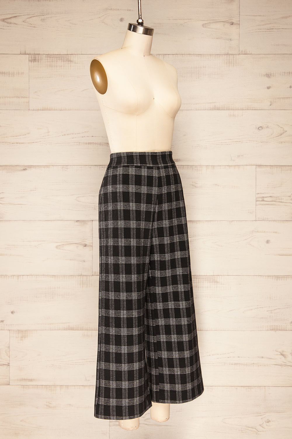 Auckland Plaid Felt Wide-Leg Pants | La petite garçonne side view