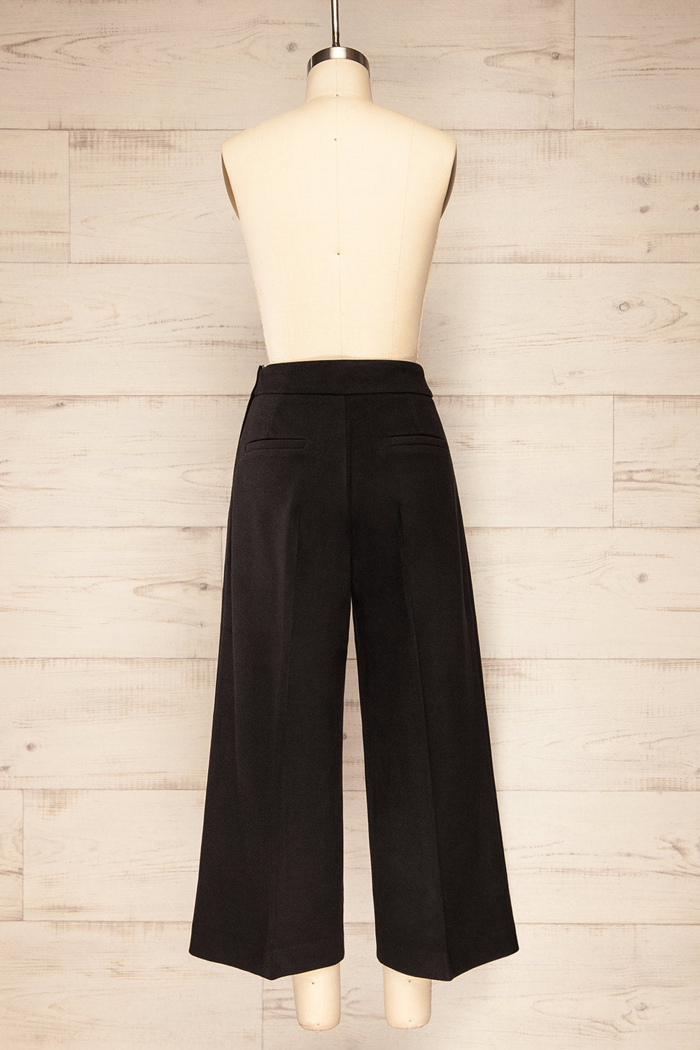 Auckland Black Felt Wide-Leg Pants | La petite garçonne back view