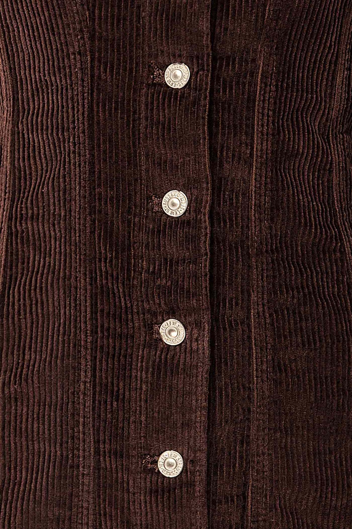 fabric view of Audra Button-Front Corduroy Shot Dress with Pockets at La petite garçonne