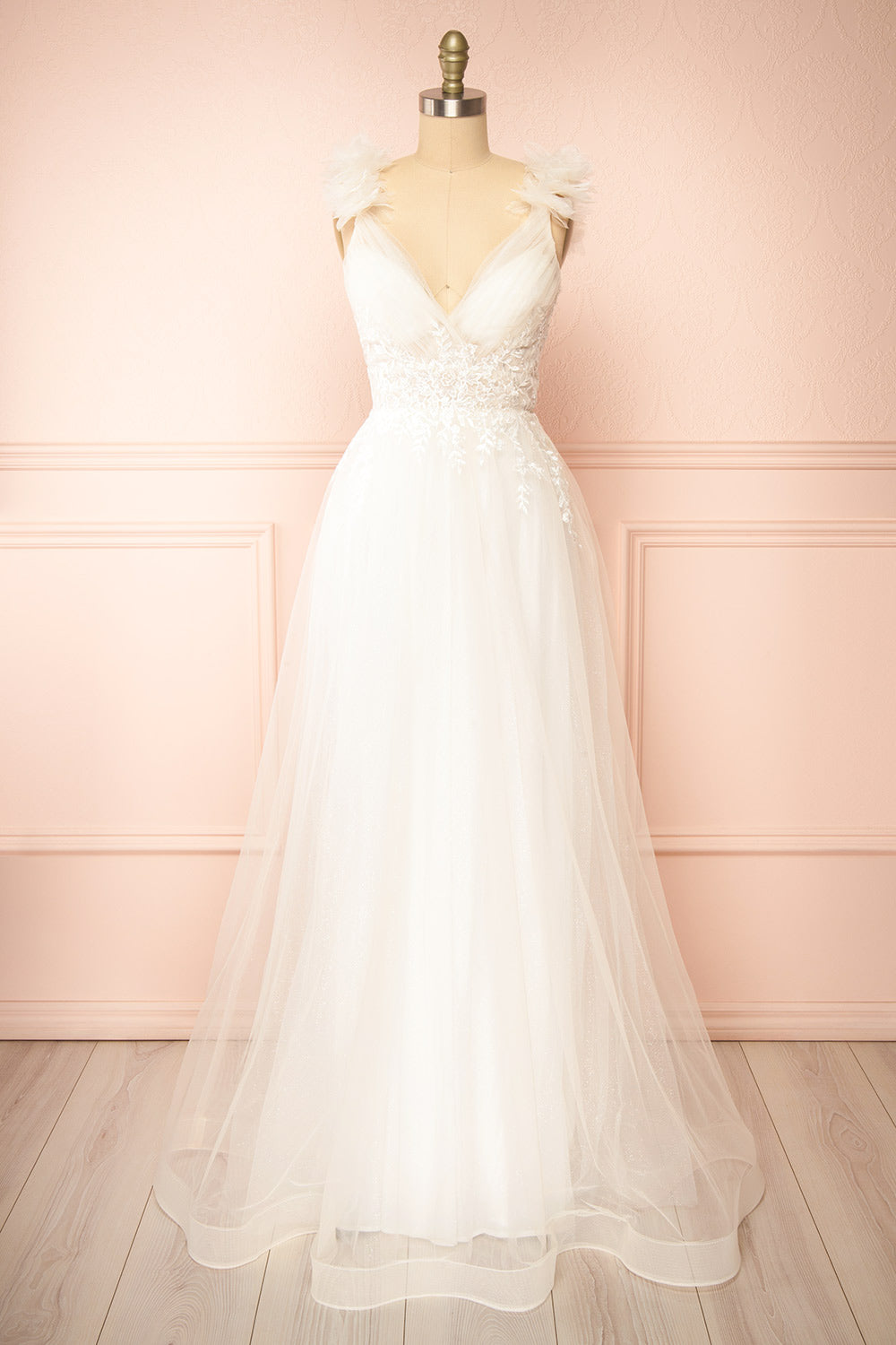 Augusta Tulle Gown w/ Lace Flowers | Boudoir 1861 front view
