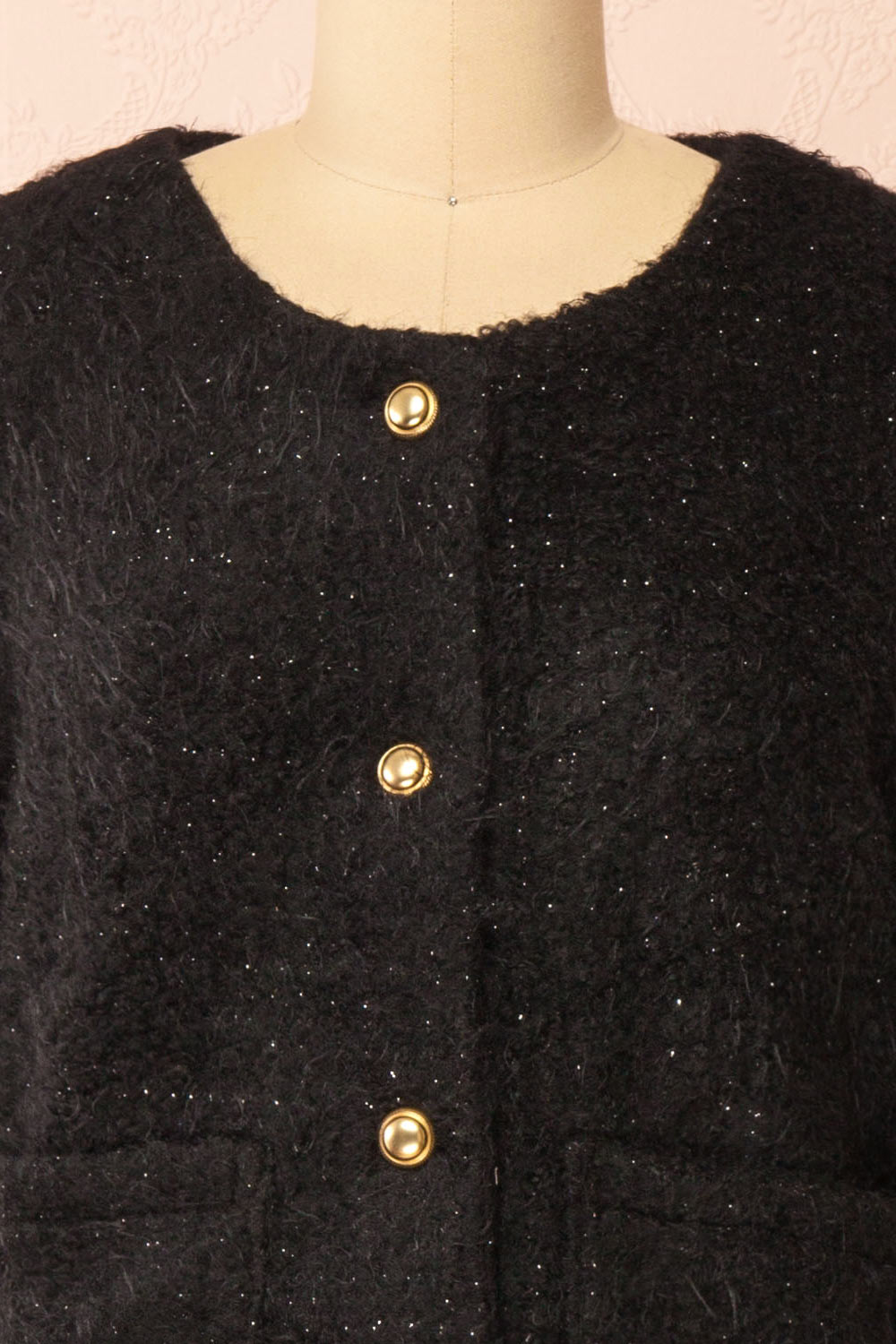 Avalee Black Fuzzy Knit Cardigan w/ Pockets | Boutique 1861 front