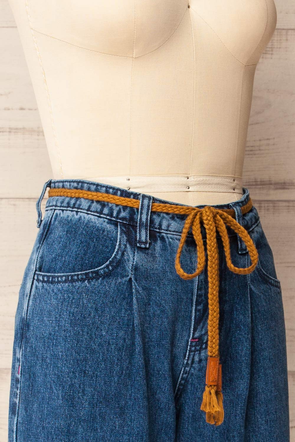 Avellino Blue Denim Pants with Belt | La petite garçonne side