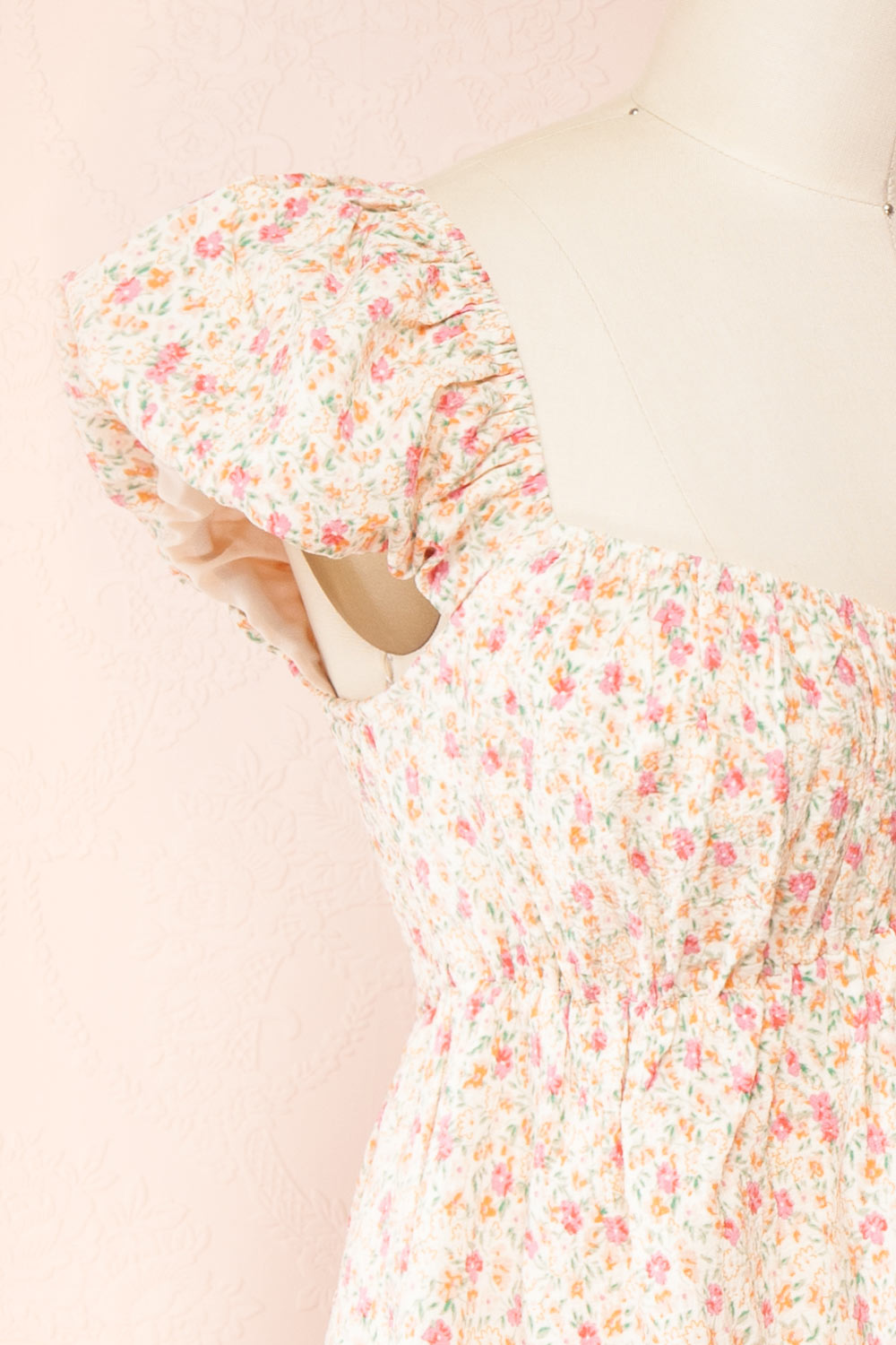 Ayao Floral Babydoll Romper | Boutique 1861 side close-up