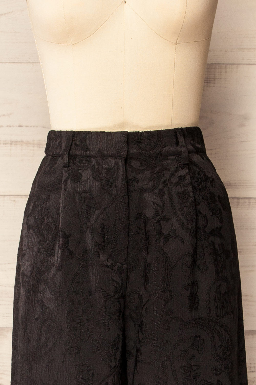 Azusa High-Waisted Black Embroidered Pants | La petite garçonne front