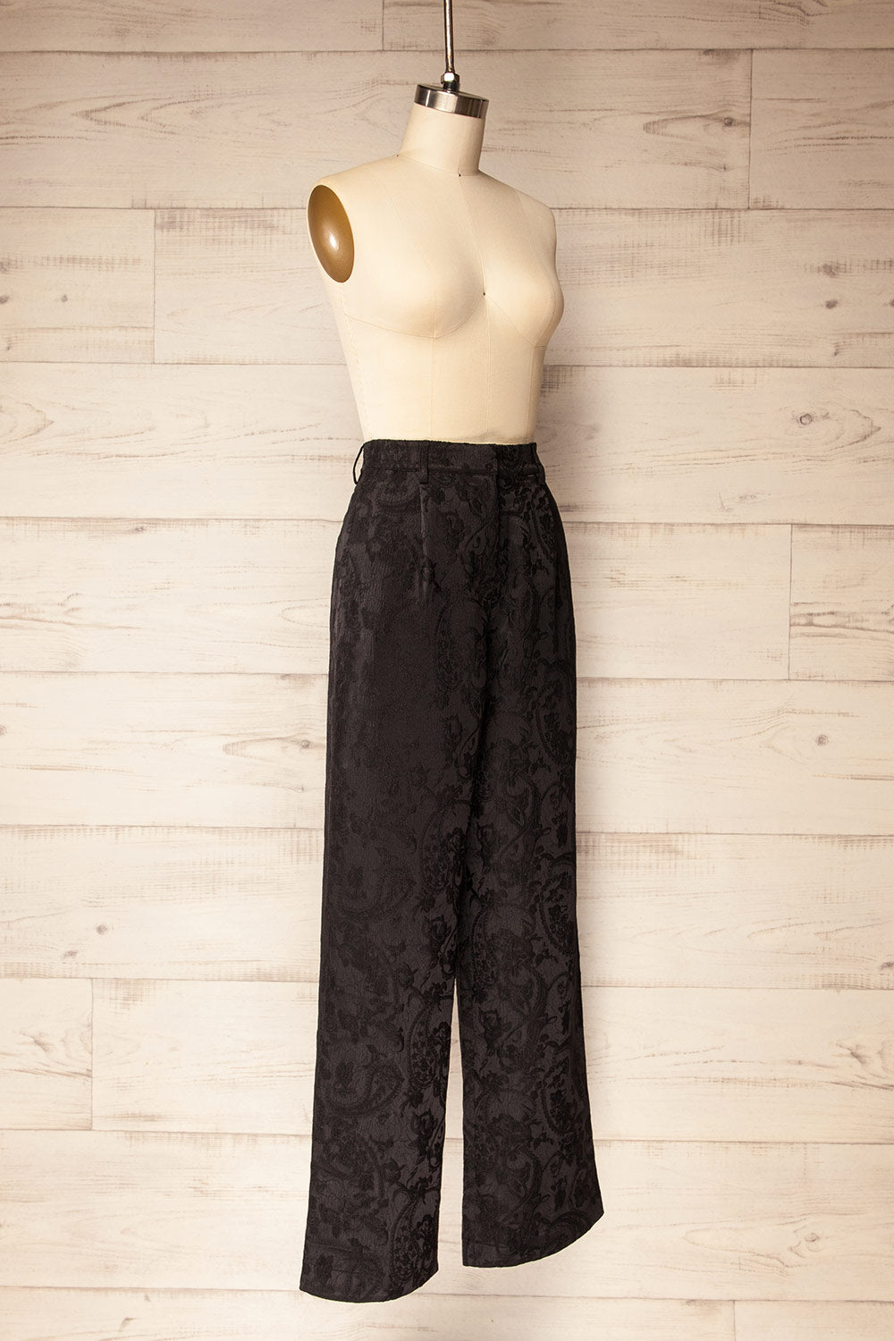Azusa High-Waisted Black Embroidered Pants | La petite garçonne side view