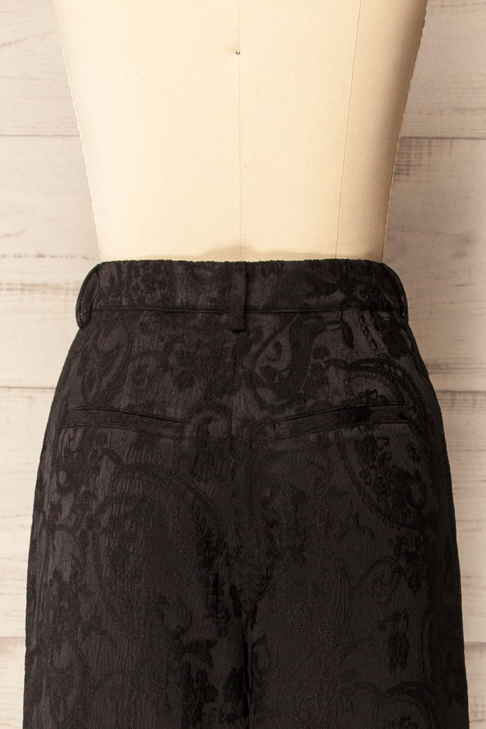 Azusa High-Waisted Black Embroidered Pants | La petite garçonne back