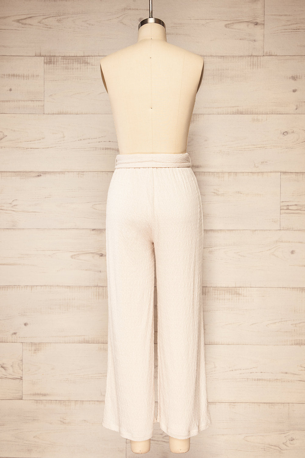 Babylone Textured Ivory Pants w/ Fabric Belt | La petite garçonne back view
