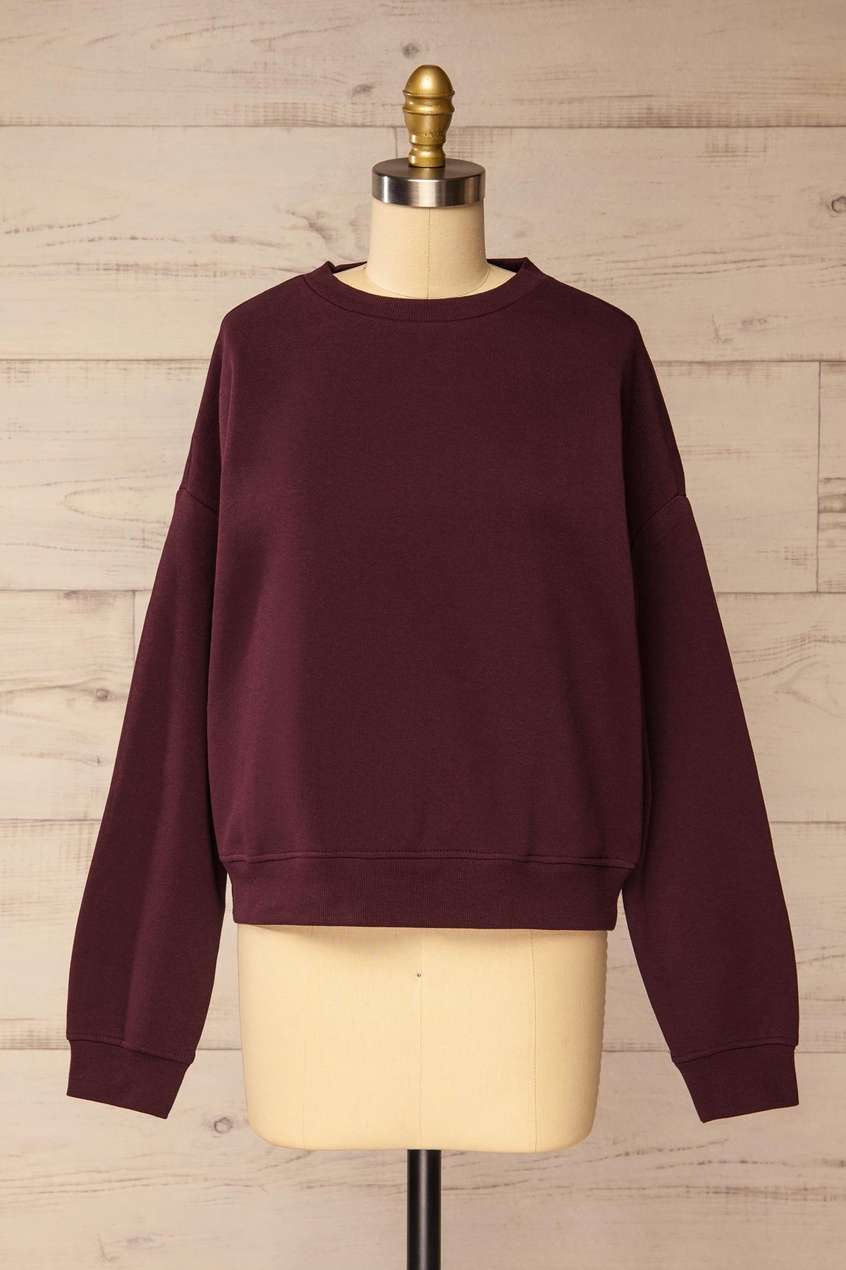 front view of Bacabal Burgundy Crewneck Sweatshirt at La petite garçonne