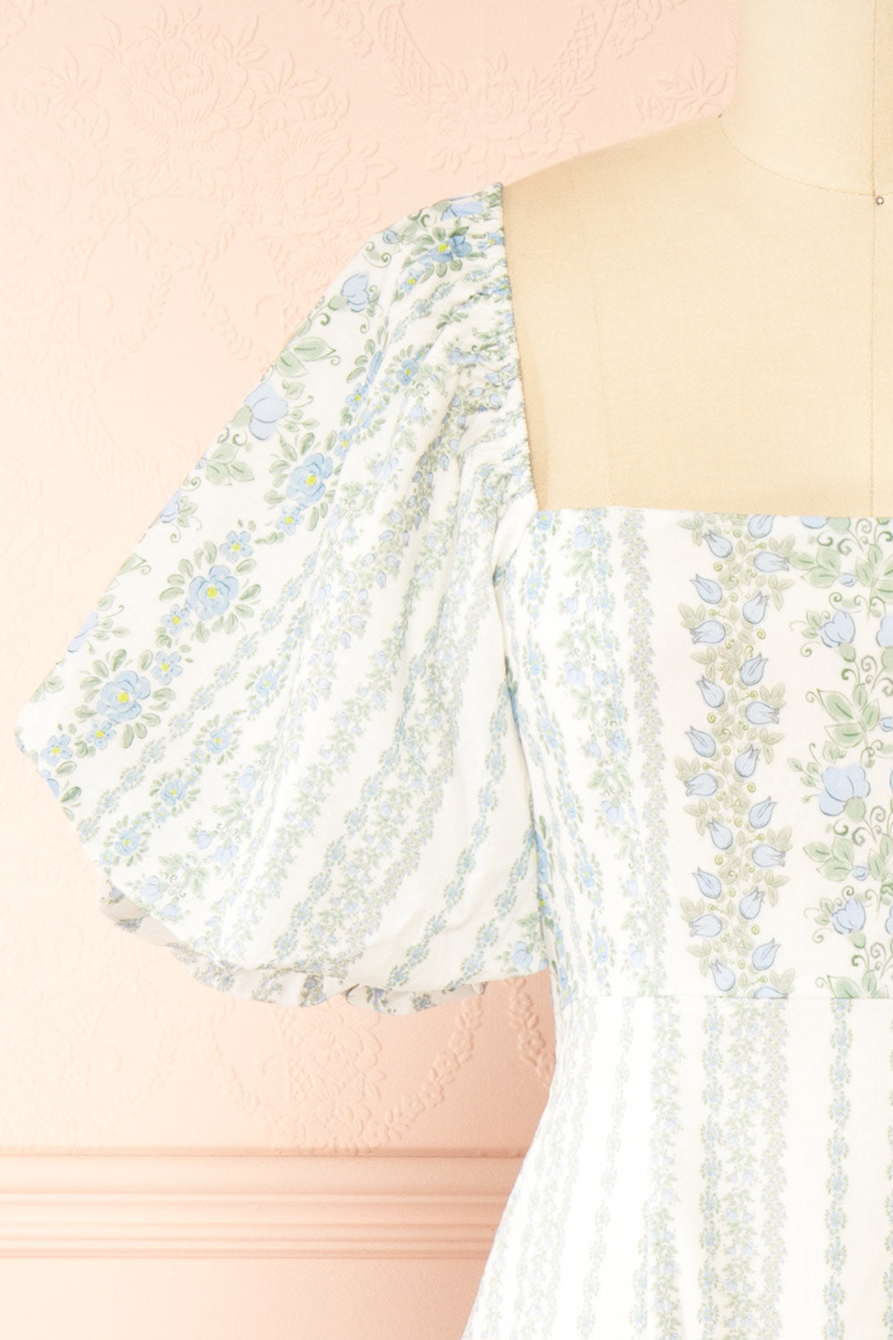 Bachira Blue Long Floral Dress with Back Tie | Boutique 1861 front