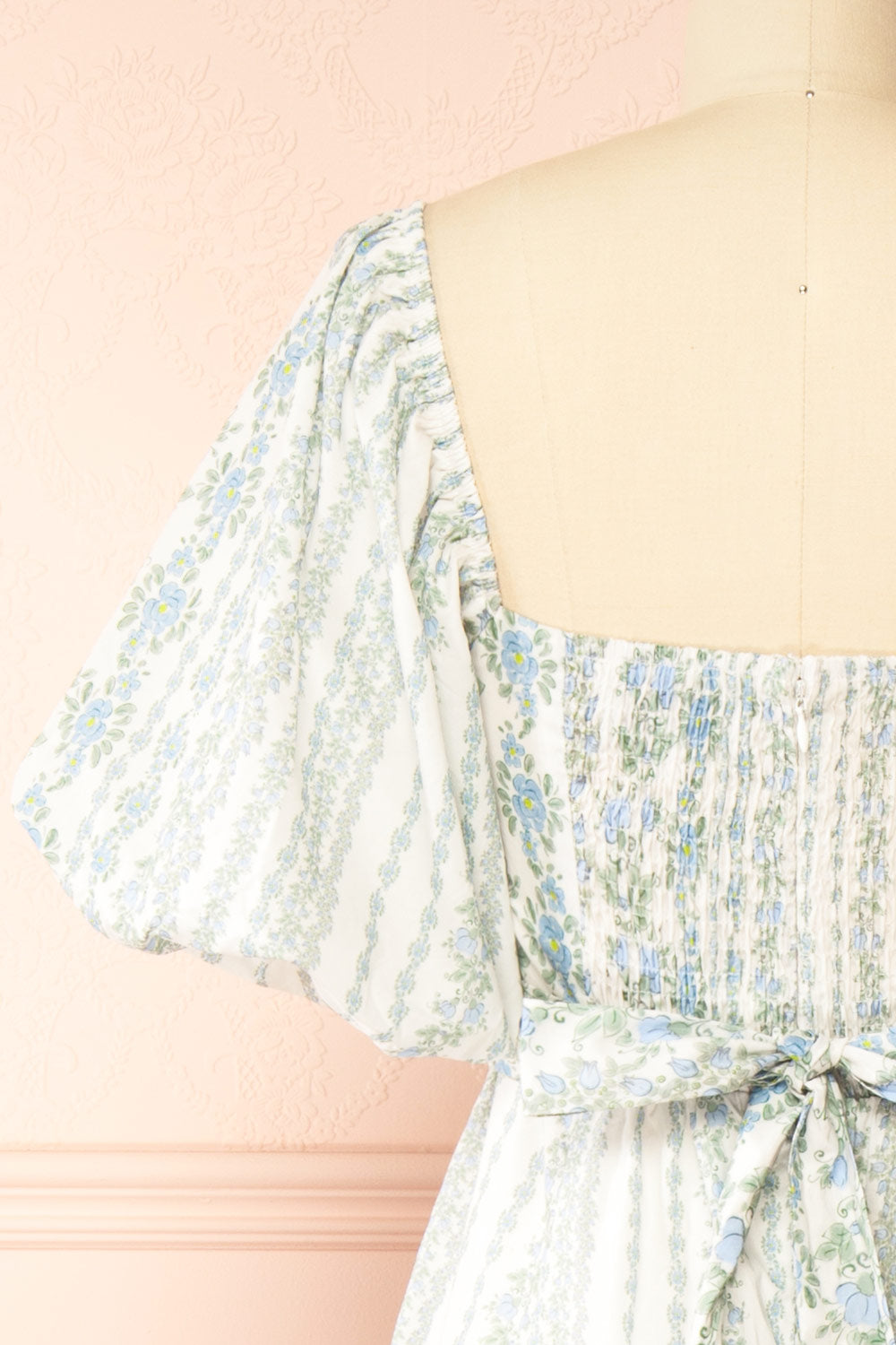 Bachira Blue Long Floral Dress with Back Tie | Boutique 1861 back