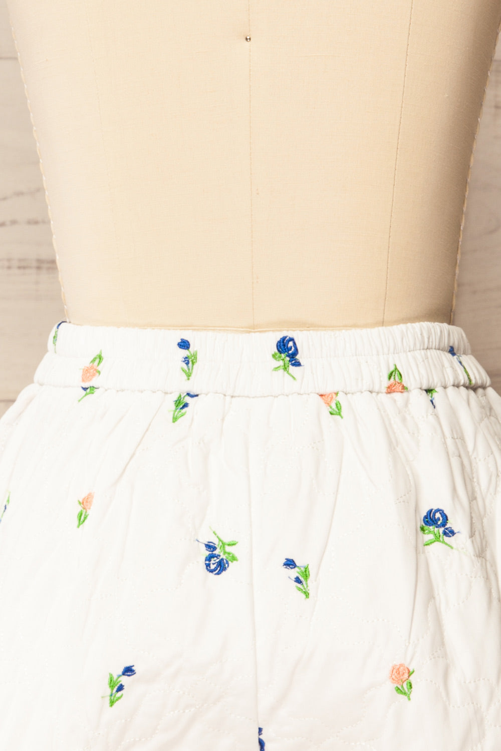 Baglung White Quilted Shorts with Scalloped Hems | La petite garçonne back