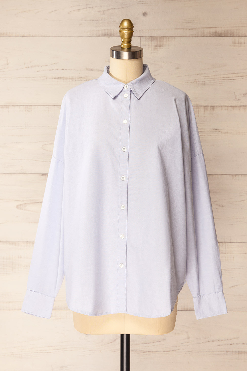 Bahamas Blue Button-Up Cotton Shirt | La petite garçonne front view