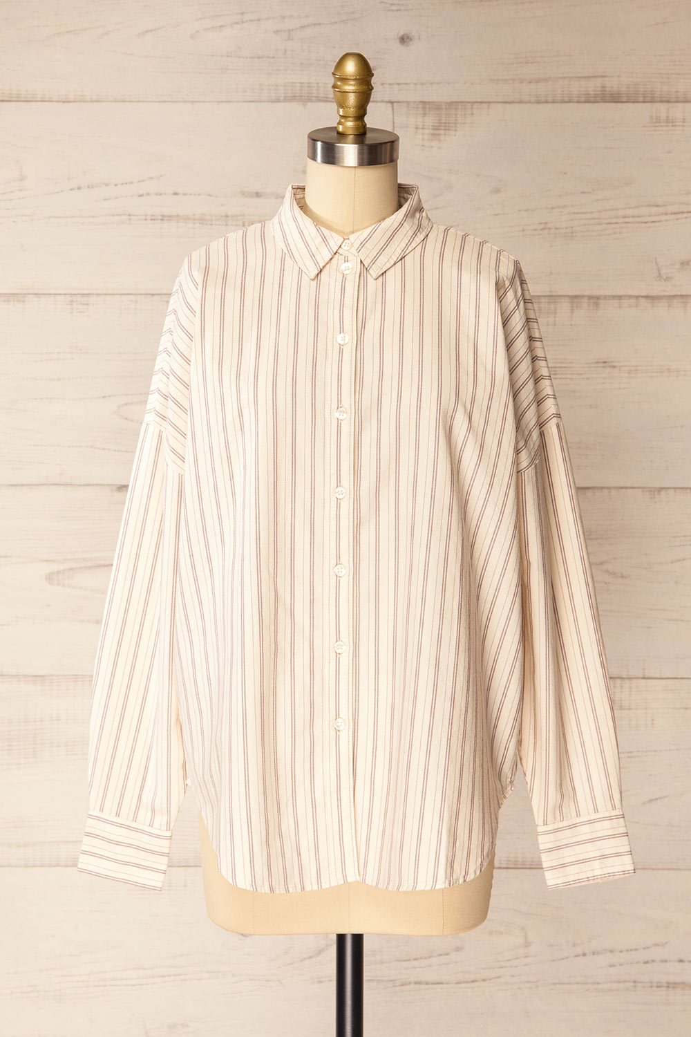 Bahamas Striped Button-Up Cotton Shirt | La petite garçonne front view