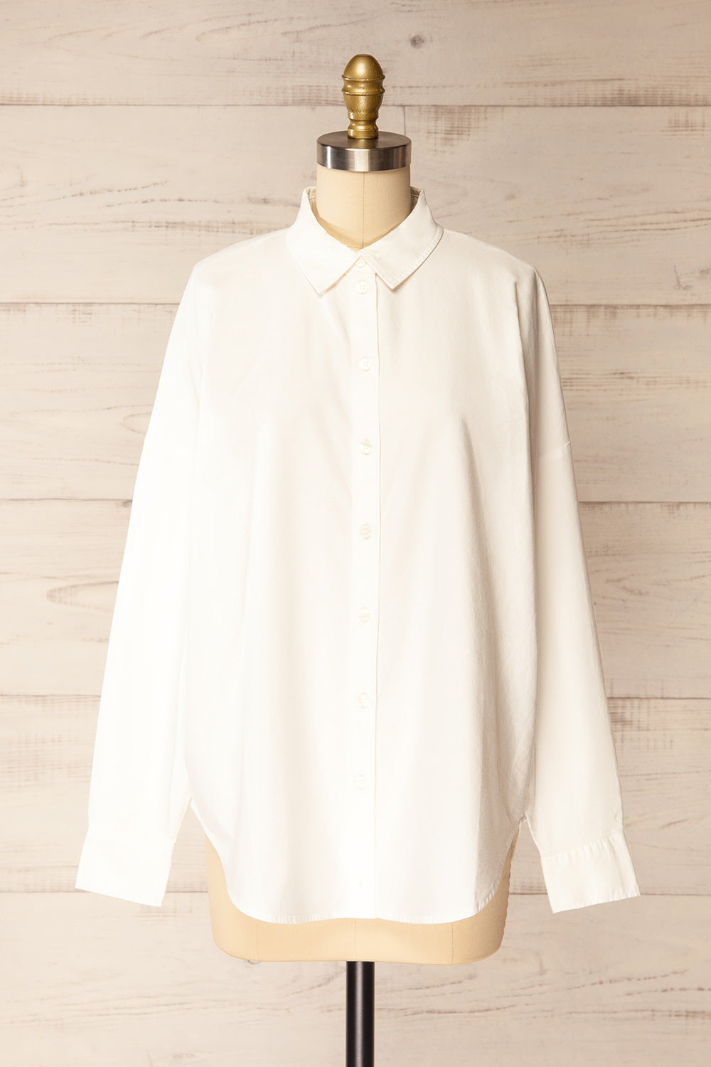 Bahamas White Button-Up Cotton Shirt | La petite garçonne front view