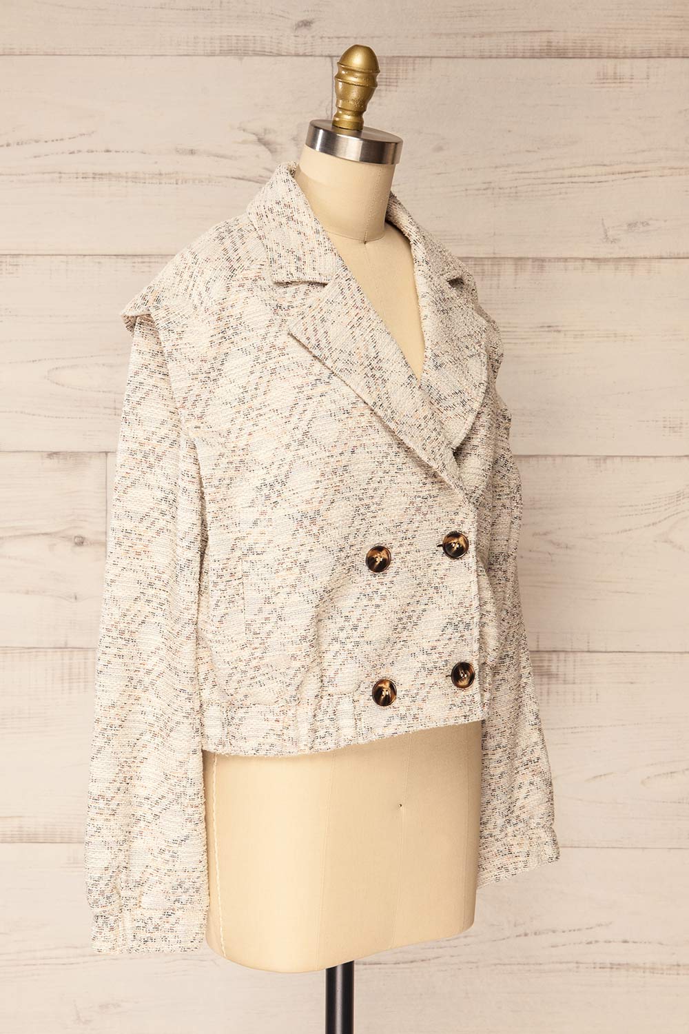 Baicheng Double-Breasted Sparkly Tweed Jacket | La petite garçonne side