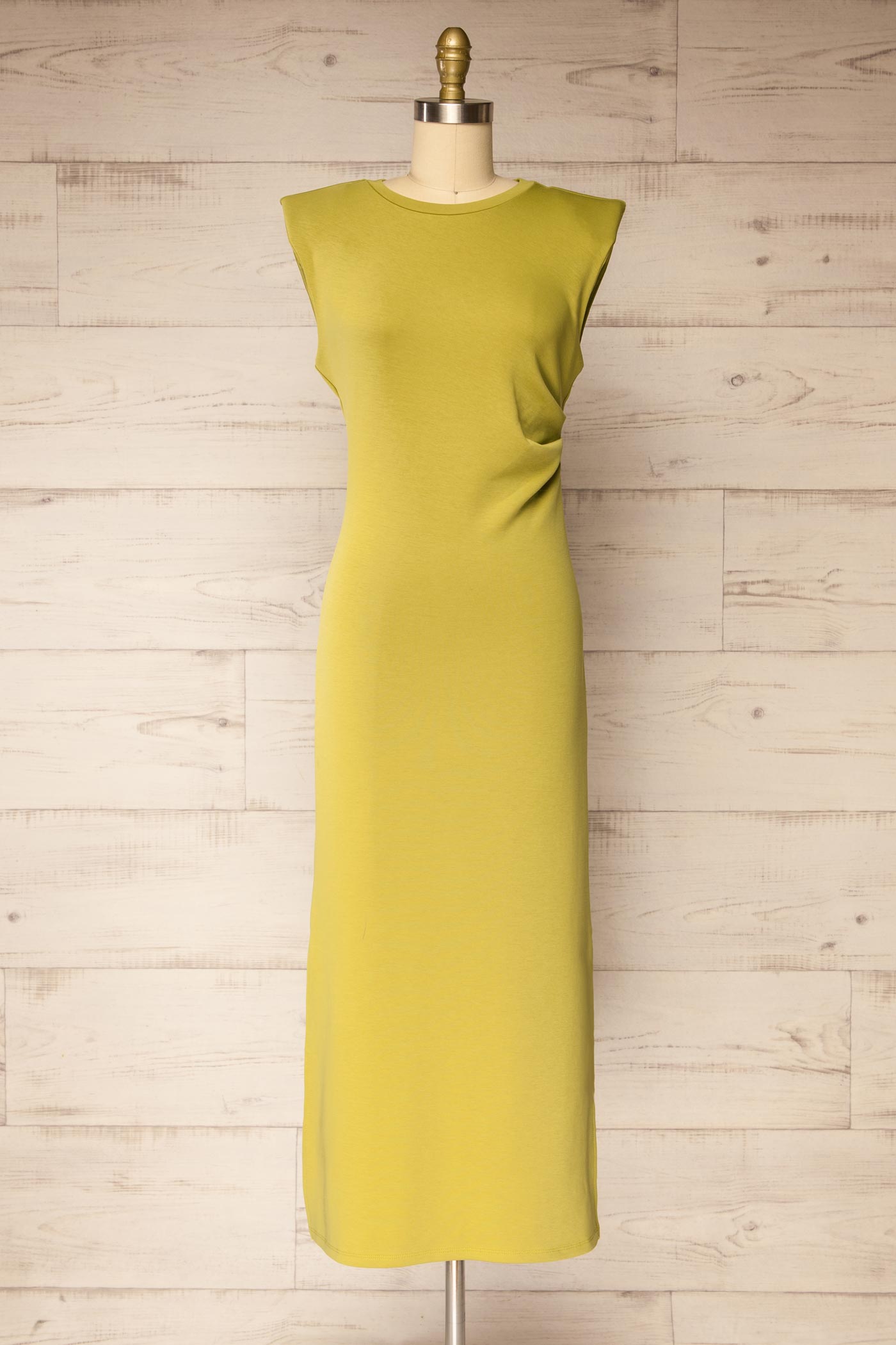 Balangir Green Asymmetrical Sleeveless Maxi Dress | La petite garçonne front view