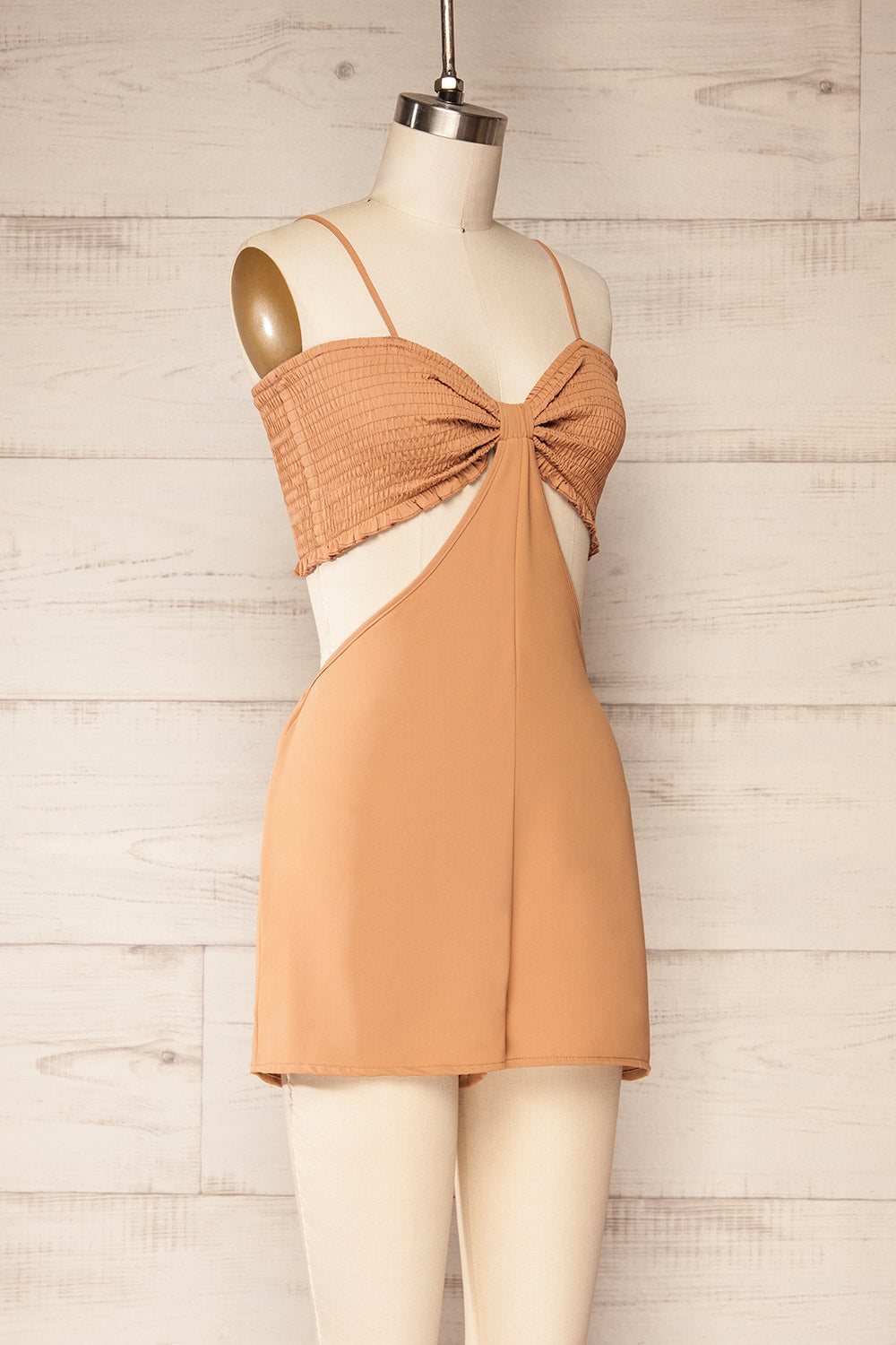 Balcarce Caramel Romper w/ Cut-Outs | La petite garçonne side view