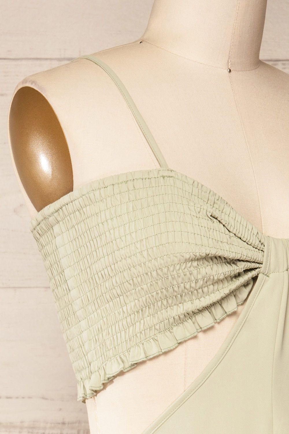 Balcarce Sage Romper w/ Cut-Outs | La petite garçonne side close-up