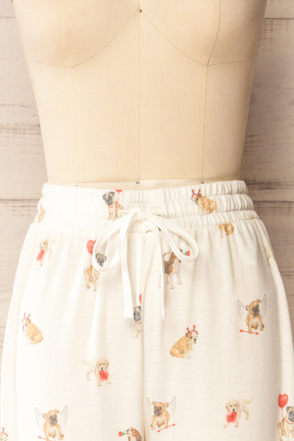 Ballari White Jogger Pants with Dog Print | La petite garçonne front