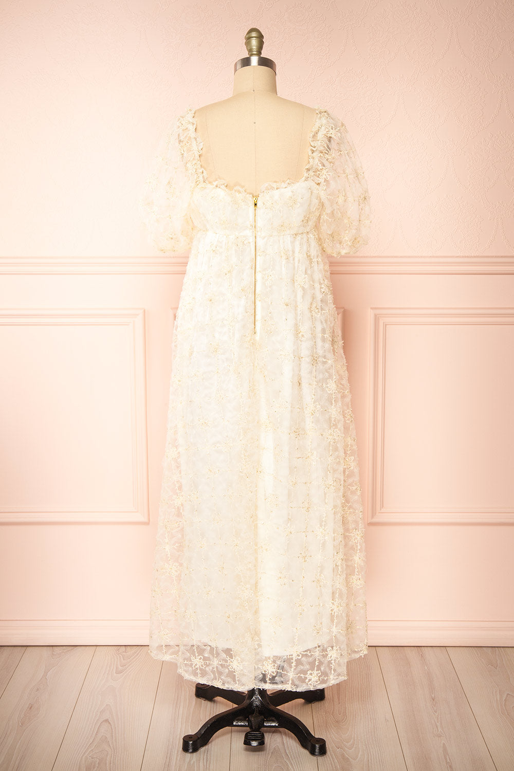 Bambina Maxi Babydoll Dress w/ Embroidered Tulle | Boutique 1861 back view