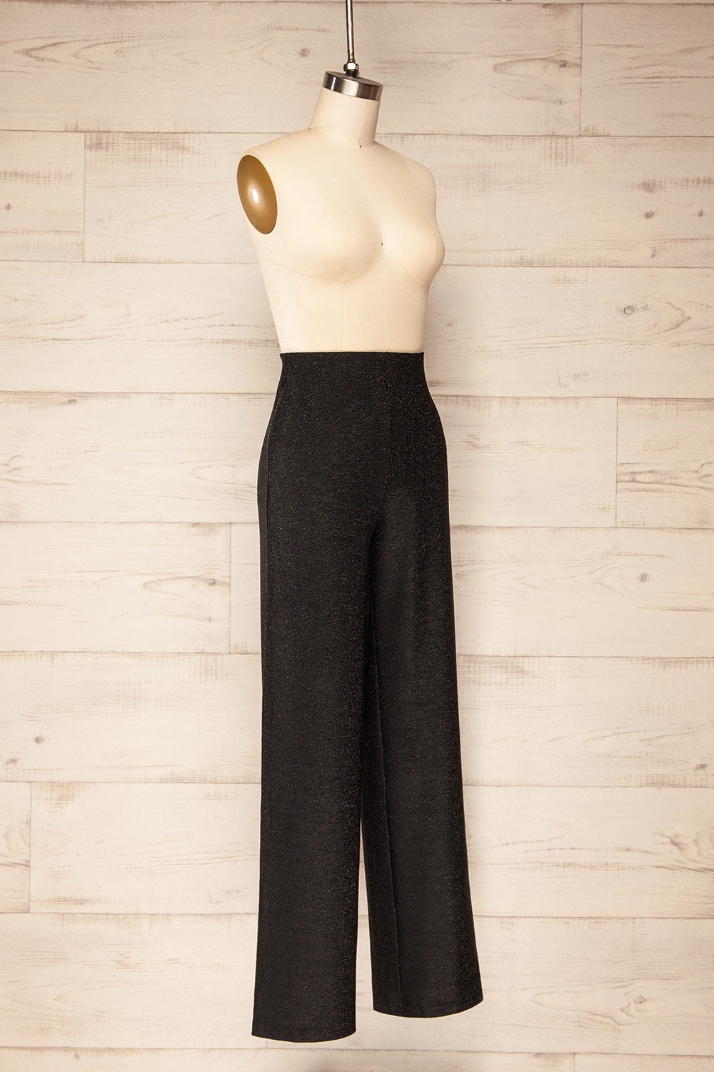Bamenda Black Glittery Wide Leg Pants | La petite garçonne side view