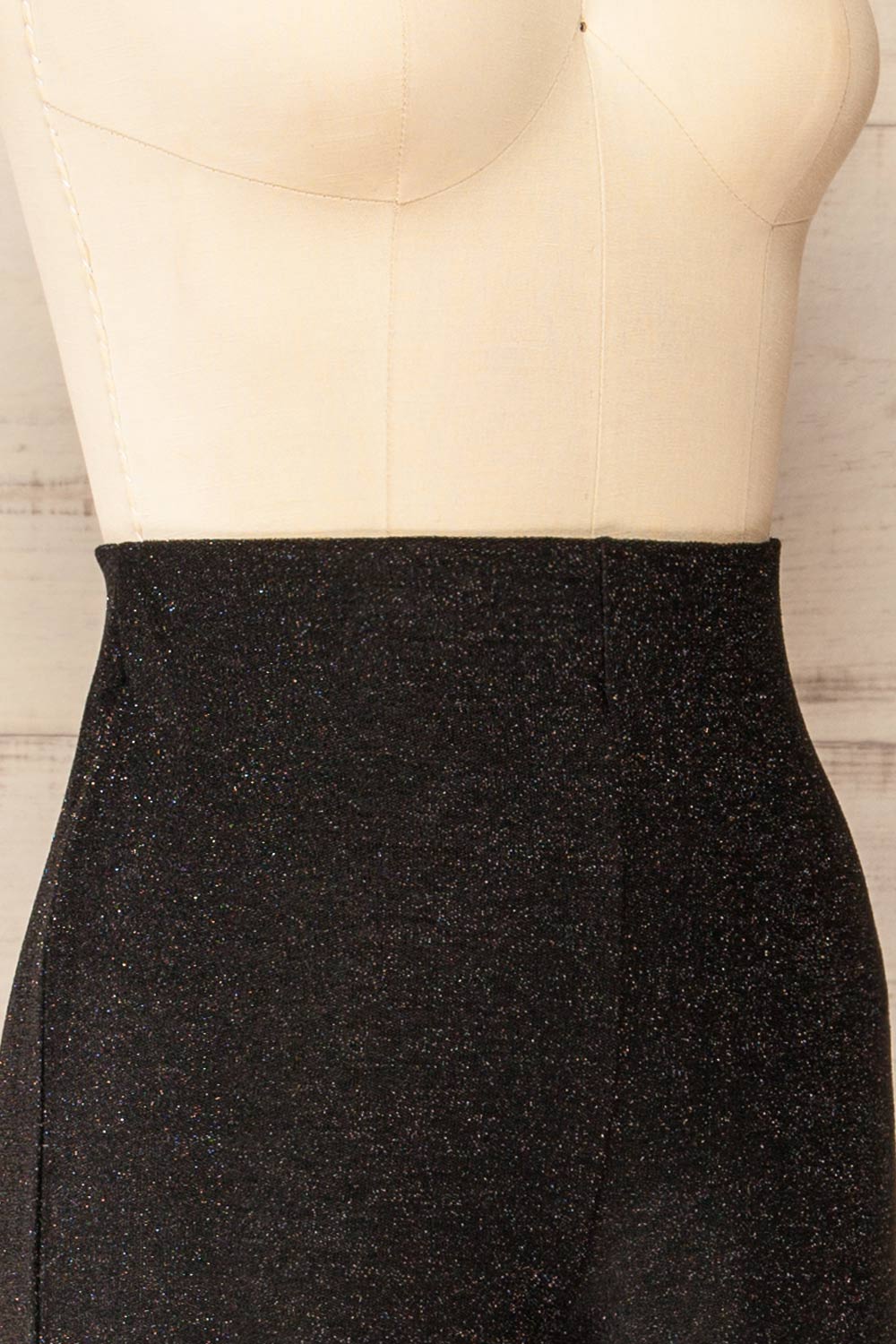 Bamenda Black Glittery Wide Leg Pants | La petite garçonne side close-up