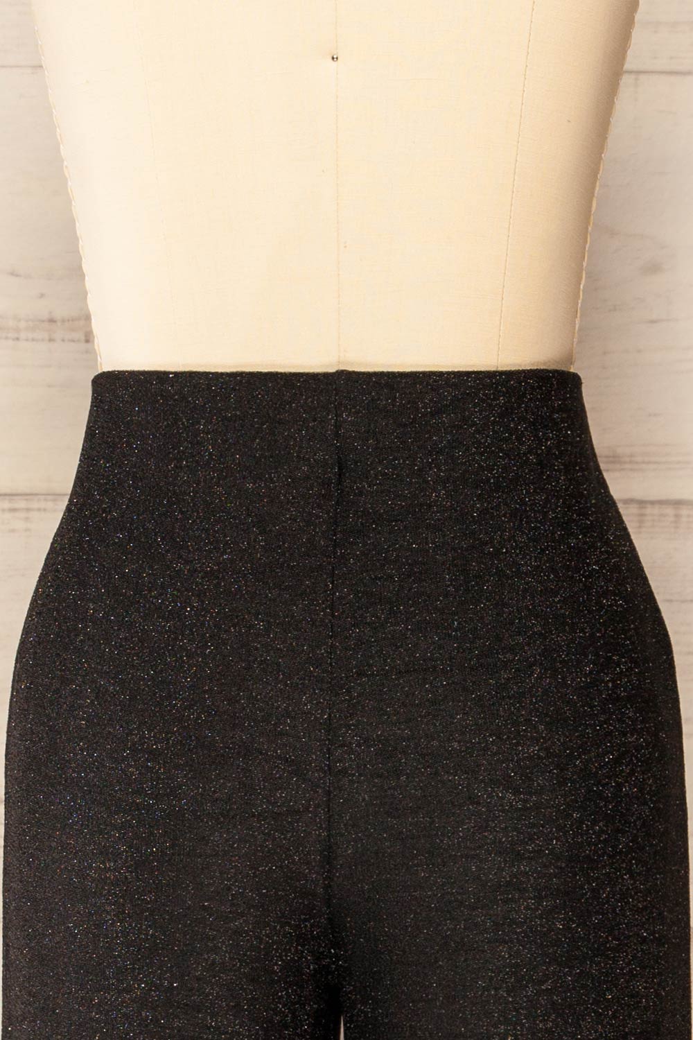 Bamenda Black Glittery Wide Leg Pants | La petite garçonne back close-up