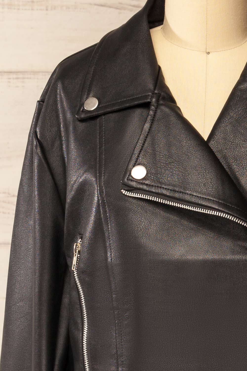 Bandipur Black Faux Leather Jacket | La petite garçonne front