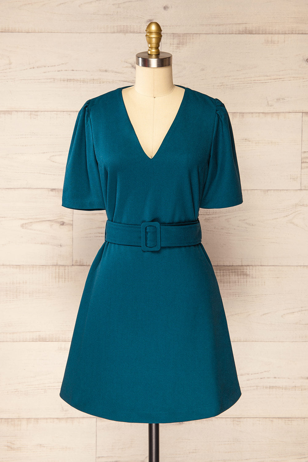 Bangkok Teal Short A-Line Dress w/ Belt