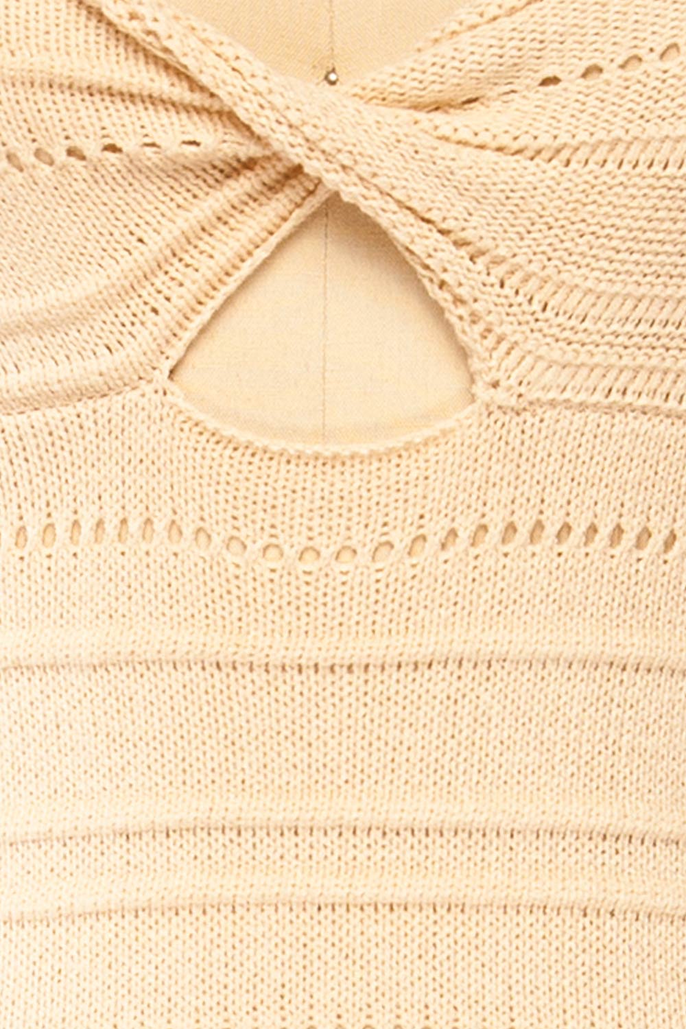 Bangui Beige Knit Openwork Midi Dress | La petite garçonne fabric