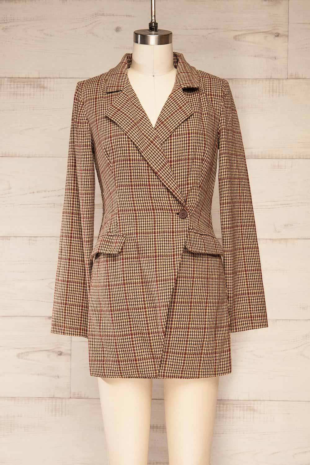 Banjul Houndstooth Blazer Romper | La petite garçonne front view