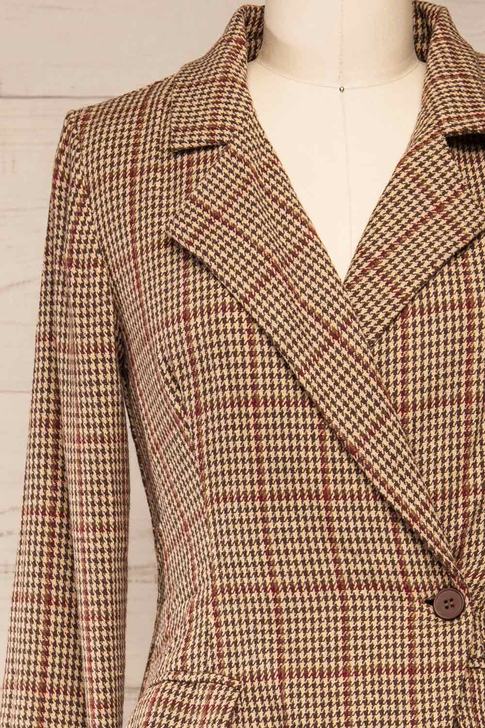 Banjul Houndstooth Blazer Romper | La petite garçonne front close-up