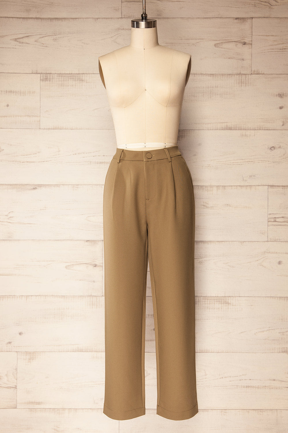 Banqiao High-Waisted Beige Pants | La petite garçonne front view