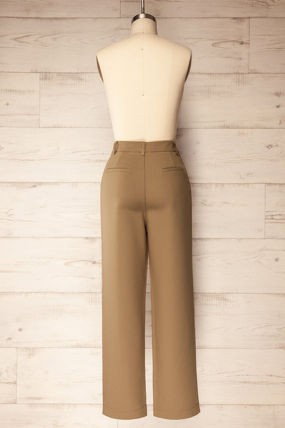 Banqiao High-Waisted Beige Pants | La petite garçonne back view